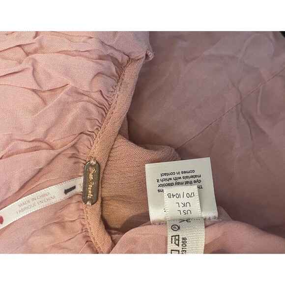 FREE PEOPLE Freya Mini Dress w/ Pockets & Lace Accents - Peach - Large NWOT - Picture 9 of 11